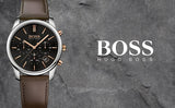 Hugo Boss Time One Black Dial Brown Leather Strap Watch for Men - 1513448