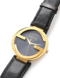 Gucci Interlocking Special Edition Grammy Black Dial Black Leather Strap Watch For Men - YA133208