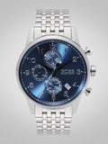 Hugo Boss Navigator Chronograph Blue Dial Silver Steel Strap Watch for Men - 1513498