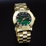 Marc Jacobs Amy Green Dial Gold Stainless Steel Strap Watch for Women - MBM8619