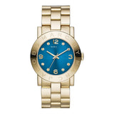 Marc Jacobs Amy Blue Dial Gold Stainless Steel Strap Watch for Women - MBM3303