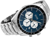 Hugo Boss Chronograph Blue Dial Silver Steel Strap Watch for Men - 1513630