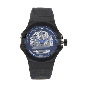 Maserati Potenza Automatic Black Dial Black Leather Strap Watch For Men - R8821108009
