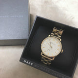 Marc Jacobs Baker White Dial Gold Stainless Steel Strap Watch for Women - MBM3243