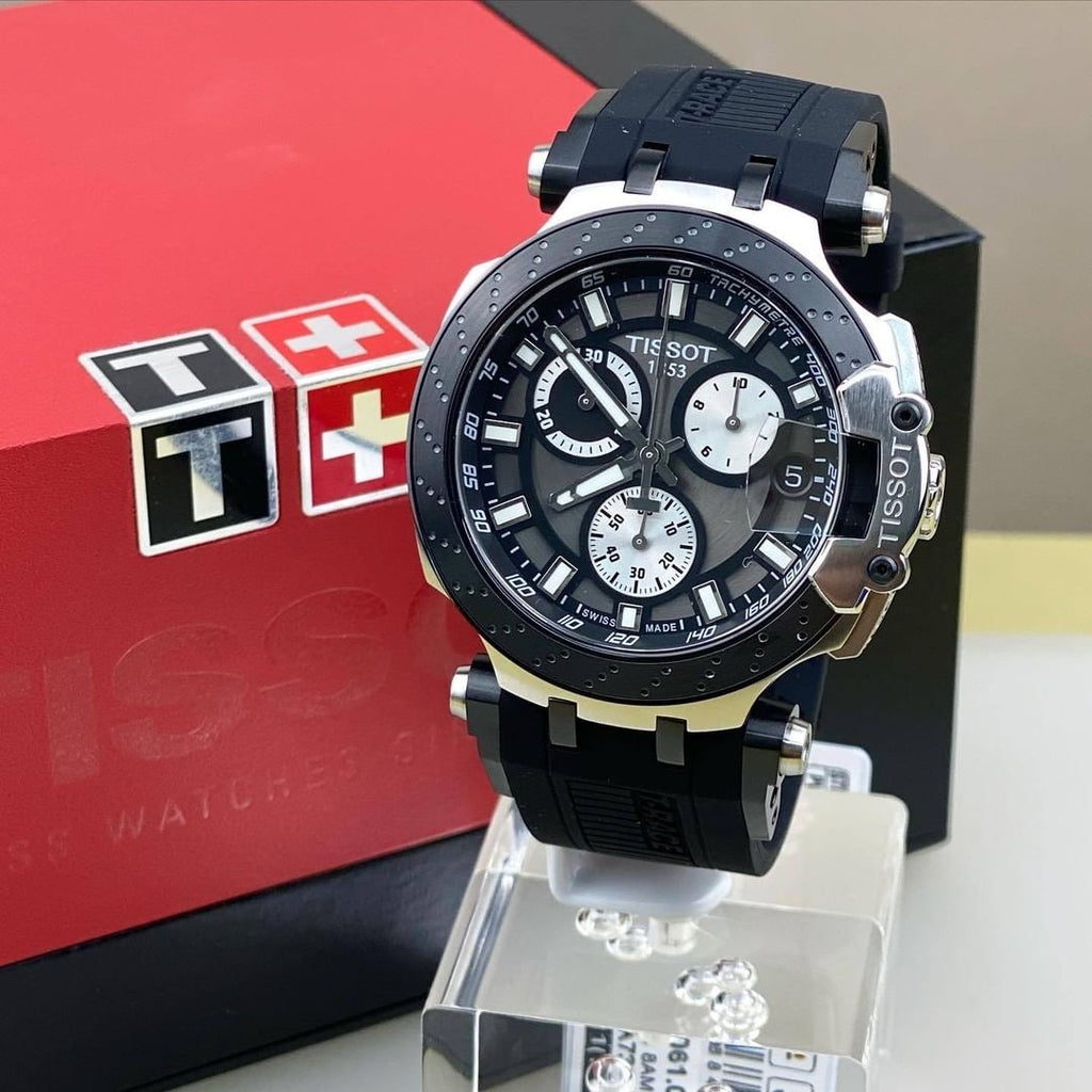 Tissot T Race Chronograph Anthracite Black Dial Black Rubber Strap