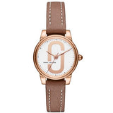 Marc Jacobs Corie White Dial Light Brown Leather Strap Watch for Women - MJ1581