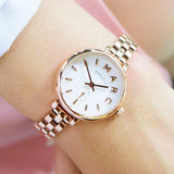 Marc Jacobs Sally White Dial Rose Gold Stainless Steel Strap Watch for Women - MBM8643
