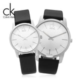 Calvin Klein City White Dial Black Leather Strap Watch For Men - K2G211C6