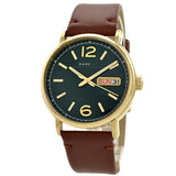 Marc Jacobs Fergus Green Dial Brown Leather Strap Watch for Men - MBM5077