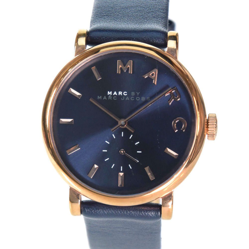 Marc Jacobs Baker Navy Blue Dial Navy Blue Leather Strap Watch for