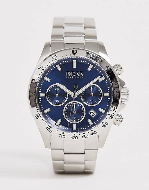 Hugo Boss Hero Sport Blue Dial Silver Steel Strap Watch for Men - 1513755