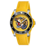 Gucci Dive Tiger Yellow Dial Yellow Rubber Strap Watch For Men - YA136317