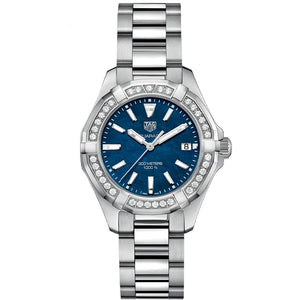 Tag Heuer Aquaracer Quartz Diamonds Blue Dial Silver Steel Strap Watch for Women - WAY131N.BA0748