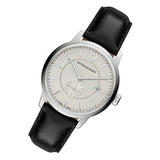 Burberry The Classic Horseferry Beige Dial Black Leather Strap Watch for Men - BU10000