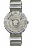 Versace V Metal Icon Silver Dial Silver & Grey Strap Watch for Women - VLC120016