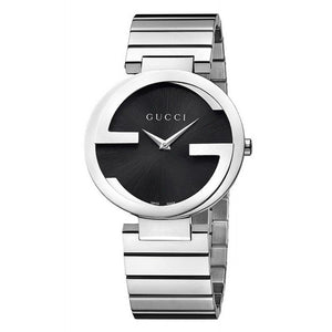 Gucci Interlocking G Quartz Black Dial Black Steel Strap Watch For Women - YA133502