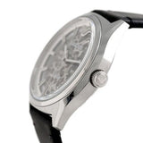 Emporio Armani Meccanico White Skeleton Dial Black Leather Strap Watch For Men - AR60003