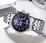 Citizen Eco Drive Chronograph Blue Dial Silver Steel Strap Watch For Men - AT2140-55L