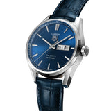 Tag Heuer Carrera Calibre 5 Automatic Blue Dial Blue Leather Strap Watch for Men - WAR201E.FC6292