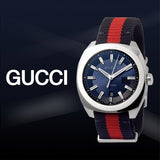 Gucci GG2570 Quartz Blue Dial Blue & Red Nylon Strap Watch For Men - YA142304