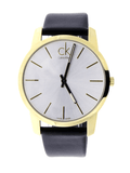 Calvin Klein City Silver Dial Black Leather Strap Watch For Men - K2G21520