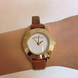 Marc Jacobs Mini Blade White Dial Brown Leather Strap Watch for Women - MBM1219