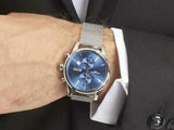 Hugo Boss Jet Blue Dial Silver Mesh Bracelet Watch for Men - 1513441