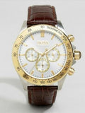 Hugo Boss Ikon White Dial Brown Leather Strap Watch for Men - 1513174