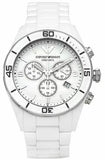 Emporio Armani Ceramic Chronograph White Dial White Ceramic Strap