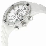 Emporio Armani Ceramic Chronograph White Dial White Ceramic Strap Watch For Men - AR1424