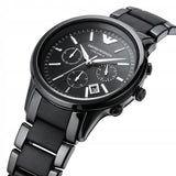 Emporio Armani Ceramica Chronograph  Black Dial Black Strap Watch For Men - AR1452