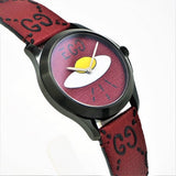 Gucci G Timeless Ghost Red Dial Red Leather Strap Watch For Men - YA1264023