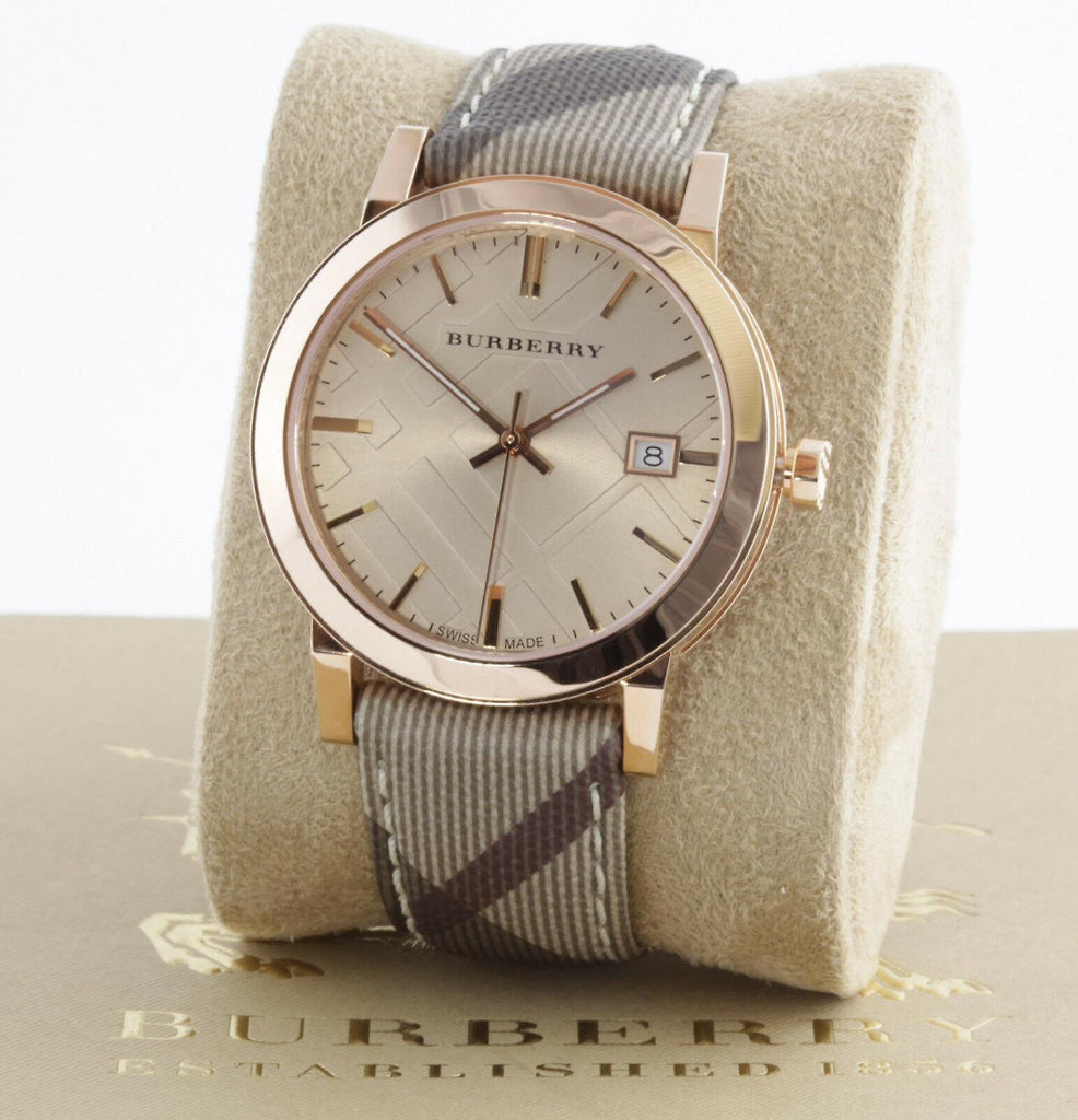 Burberry The City Rose Gold Dial Leather Strap Watch for Women - BU9040