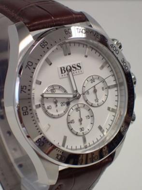 Hugo Boss Ikon White Dial Brown Leather Strap Watch for Men - 1513175