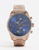 Hugo Boss Skymaster Blue Dial Brown Steel Strap Watch for Men - 1513788