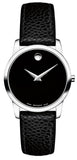 Movado Museum Classic Black Dial Black Leather Strap Watch For Women - 0607015