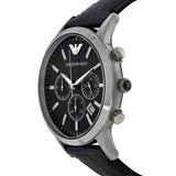 Emporio Armani Renato Chronograph Black Dial Black Leather Strap Watch For Men - AR2447