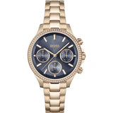 Hugo Boss Hera Blue Dial Gold Steel Strap Watch for Women - 1502566