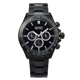 Hugo Boss Ikon Chronograph Black Dial Black Steel Strap Watch for Men - 1512961