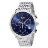 Hugo Boss Associate Blue Dial Silver Steel Strap Watch for Men - 1513269