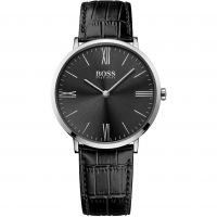 Hugo Boss Jackson Black Dial Black Leather Strap Watch for Men - 1513369