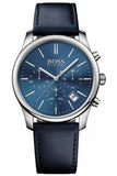 Hugo Boss Time One Blue Dial Black Leather Strap Watch for Men - 1513431