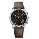 Hugo Boss Time One Black Dial Brown Leather Strap Watch for Men - 1513448