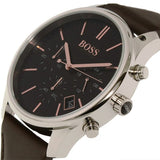 Hugo Boss Time One Black Dial Brown Leather Strap Watch for Men - 1513448