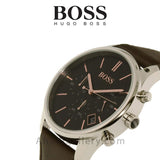 Hugo Boss Time One Black Dial Brown Leather Strap Watch for Men - 1513448