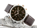 Hugo Boss Time One Black Dial Brown Leather Strap Watch for Men - 1513448