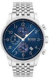 Hugo Boss Navigator Chronograph Blue Dial Silver Steel Strap Watch for Men - 1513498