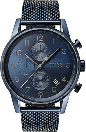 Hugo Boss Navigator Chronograph Blue Dial Blue Mesh Bracelet Watch for Men - 1513538