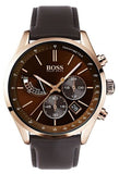 Hugo Boss Grand Prix Brown Dial Brown Leather Strap Watch for Men - 1513605