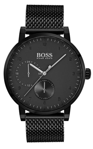 Hugo Boss Oxygen Black Dial Black Mesh Bracelet Watch for Men - 1513636